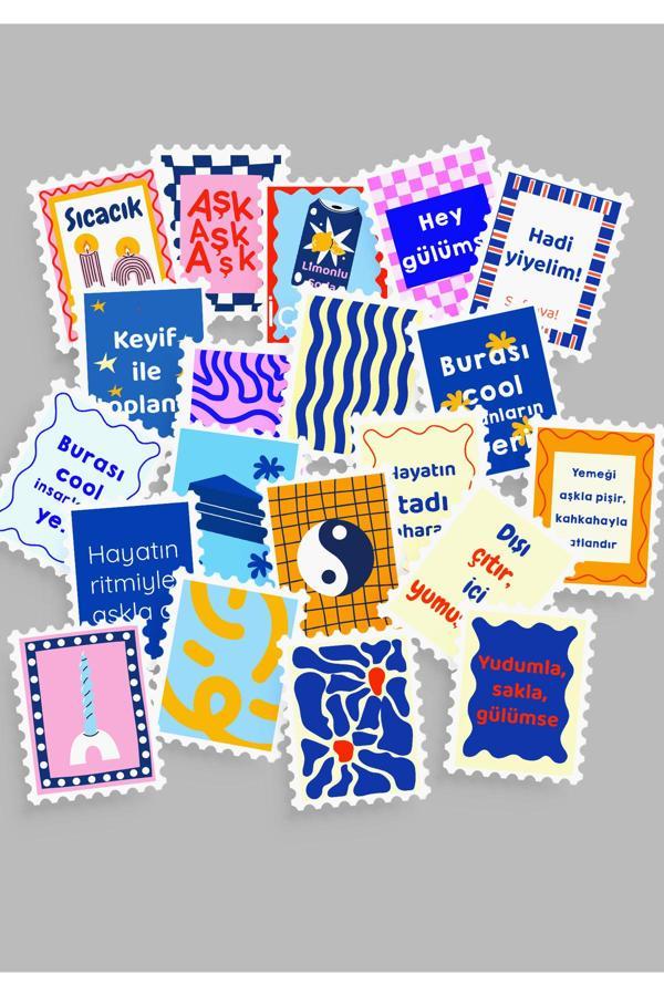 Renkli Pul Sticker Seti 20'li - Bullet Journal Ajanda Scrapbook - Image 1