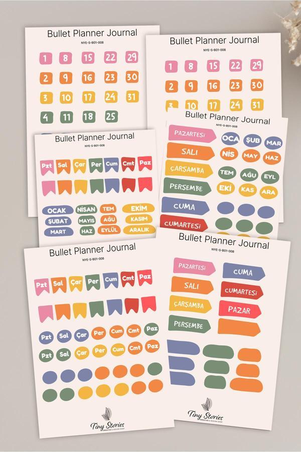 Bullet Journal Sticker Seti - 6 Sayfa / Ajanda, Scrapbook, Journal - Image 1