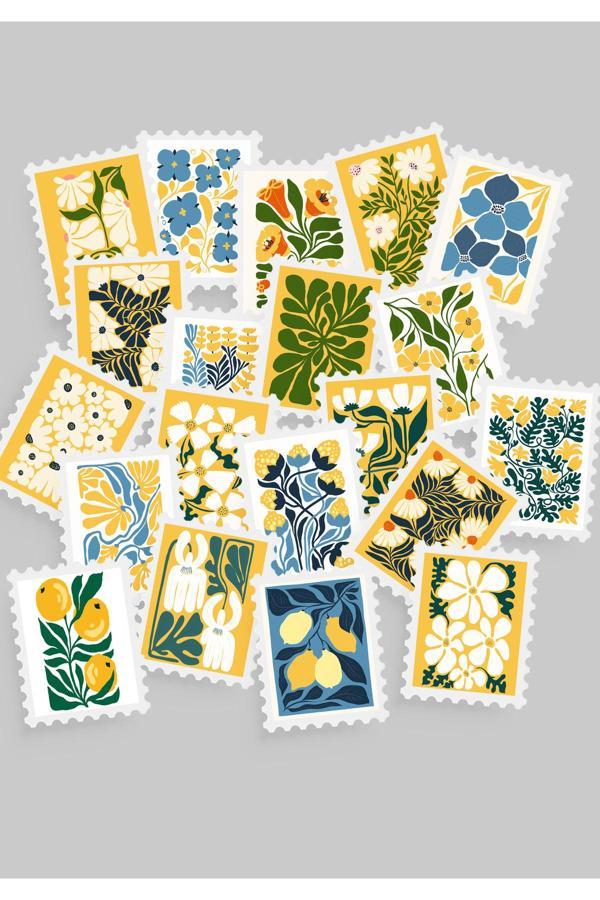 Çiçek & Botanik Temalı Pul Sticker Seti 20'li - Bullet Journal Ajanda Scrapbook - Image 1