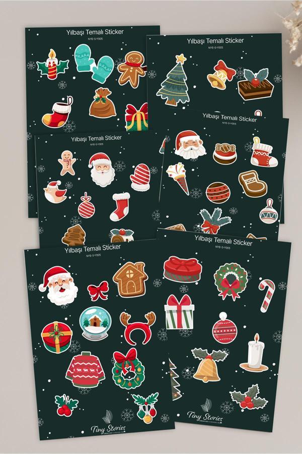 Yılbaşı Temalı Sticker Seti - 6 Adet / Ajanda, Defter,Bullet Journal,Scrapbook - Image 1