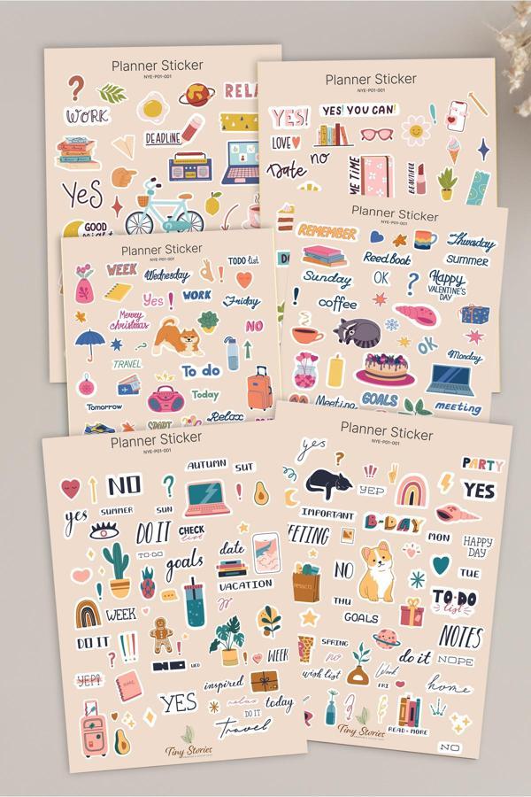 Planlayıcı Sticker Seti - 6 Sayfa / Scrapbook - Image 1