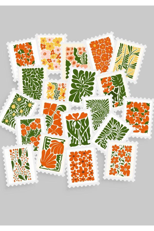 Çiçek & Botanik Temalı Pul Sticker Seti 20'li - Bullet Journal Ajanda Scrapbook - Image 1