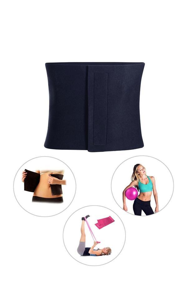 Spor Byfit Geniş Neopren Termal Bel Korsesi + Pilates Denge Topu + Pilates Bandı - 3'Lü Set - Image 1