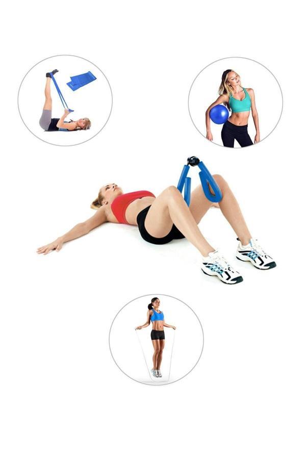Spor Byfit Kol, Bacak, Basen Sıkılaştırıcı Alet Mavi + Denge Topu + Band + Atlama Ipi - 4'Lü Set - Image 1