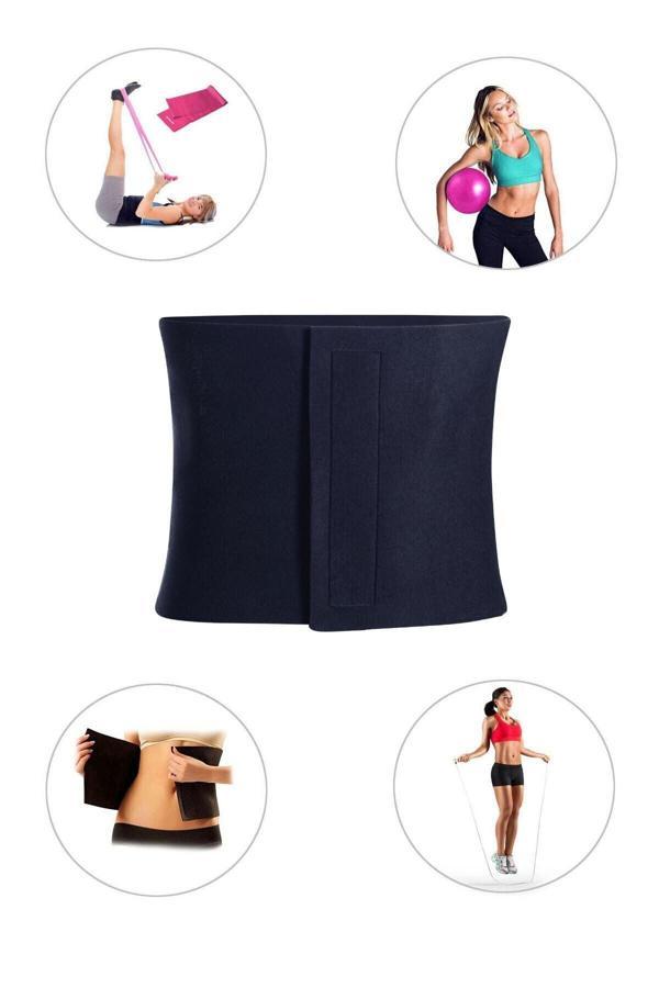 Spor Byfit Geniş Neopren Termal Bel Korsesi + Denge Topu + Pilates Bandı + Atlama Ipi - 4'Lü Set - Image 1