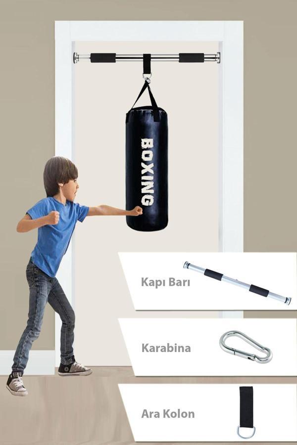 Spor Byfit Çocuk Siyah Boks Kum Torbası Ve Barfiks Asma Demiri 53 Cm X 20 Cm - Image 1