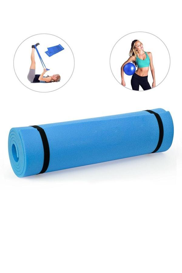 Spor Byfit 6,5 Mm Pilates Minderi, Pilates Bandı Ve Denge Topu - 3 Lü Pilates Seti - Mavi - Image 1