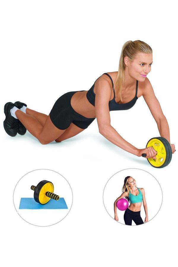 Spor Byfit Karın Kası Egzersiz Tekeri + Pilates Denge Topu - 2'Li Set - Image 1