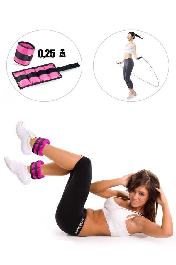 Spor Byfit 0,25 Kg X 2 Adet Pembe El Veya Ayak Bileği Ağırlığı + Atlama Ipi Hediyeli - Image 1