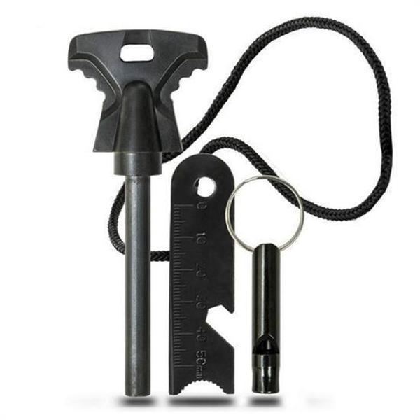 Buffer® Acil Durum Magnezyum Çubuk Çakmaktaşı Hayatta Kalma Ateş Başlatıcı Çakmak Kiti Düdük Hediyel - Image 1