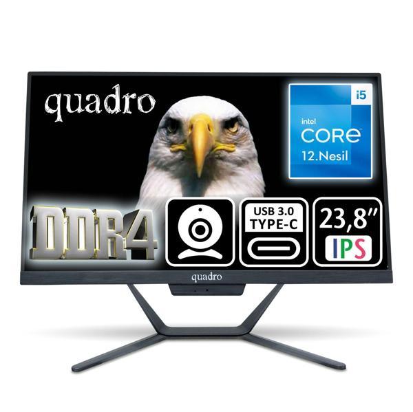 QUADRO STARK A224 25166 i5-12500 16GB 500GB SSD 23.8" Siyah DOS All in One PC Type-c - Image 1