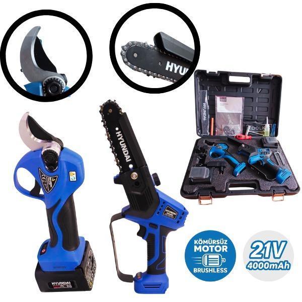 Hyundai HCS308XP + LaserCut 40XP Akülü Budama Seti – Çift Akülü Profesyonel Bahçe Bakım Seti - Image 1