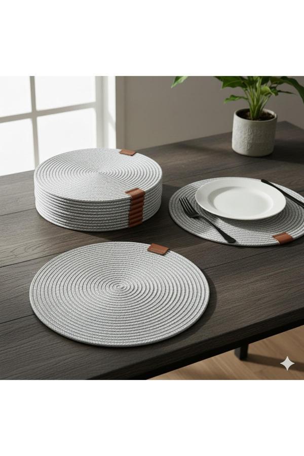 Mmt Home Amerikan Servis Runner 6 Lı Sunum Supla Çeyiz Takımı Örgü Tabak Altı Yanmaz - Image 1