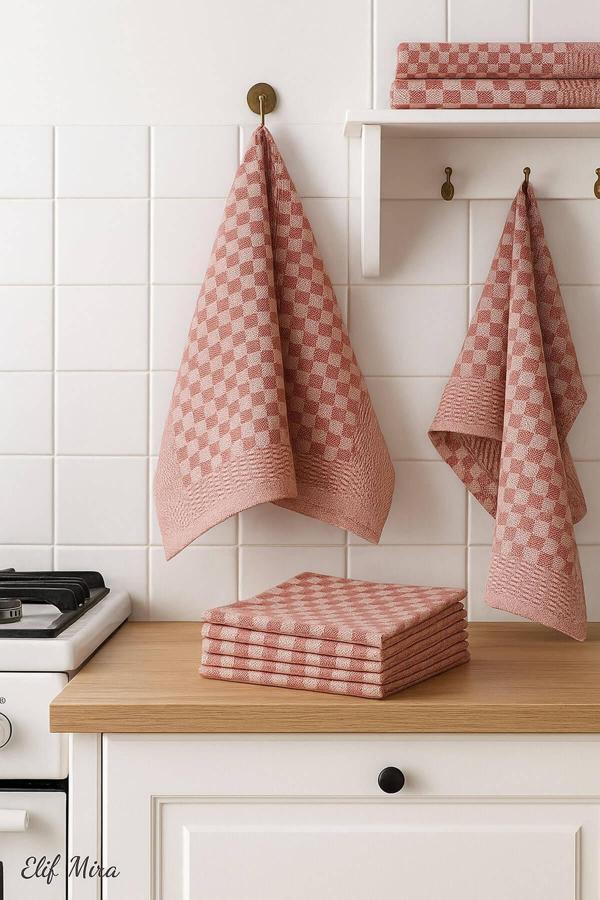 Kare Desenli Mutfak Kurulama Bezi Seti 10’lu 50x70 cm CasaLine - Image 1