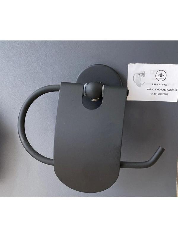 Adnoss Lüks Karaca Dar Kapaklı Kağıtlık Siyah - Wc Kağıtlık - Tuvalet Kağıtlık - Image 1