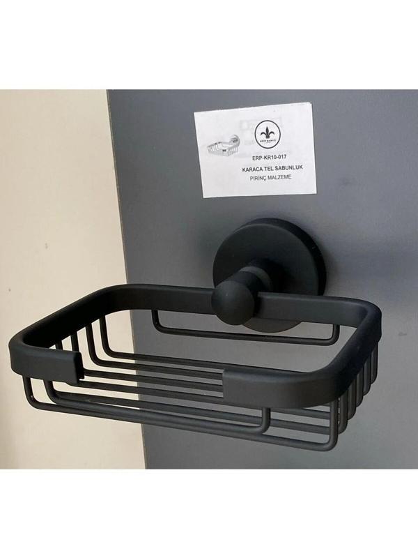 Adnoss Lüks Karaca Montajlı Tel Sabunluk Kare Siyah - Tel Sabunluk Siyah - Montajlı Sabunluk - Image 1