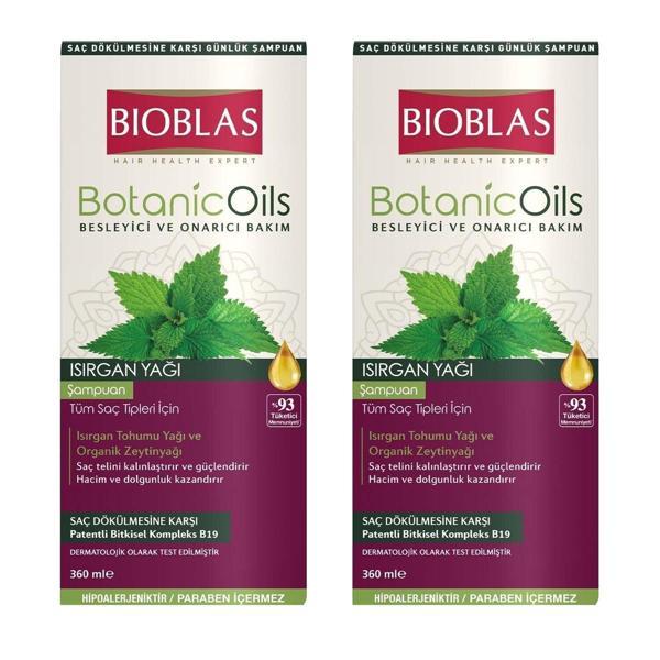 Bioblas Botanic Oils Isırgan Yağlı Şampuan 360 ml x 2 Adet - Image 1