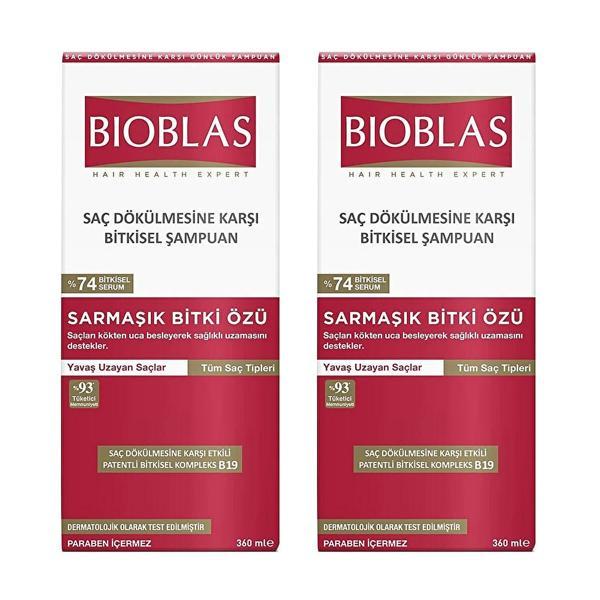 Bioblas Saç Dökülmesine Karşı Yavaş Uzayan Saçlar İçin Şampuan 360 Ml Sarmaşık Özlü x 2 Adet - Image 1