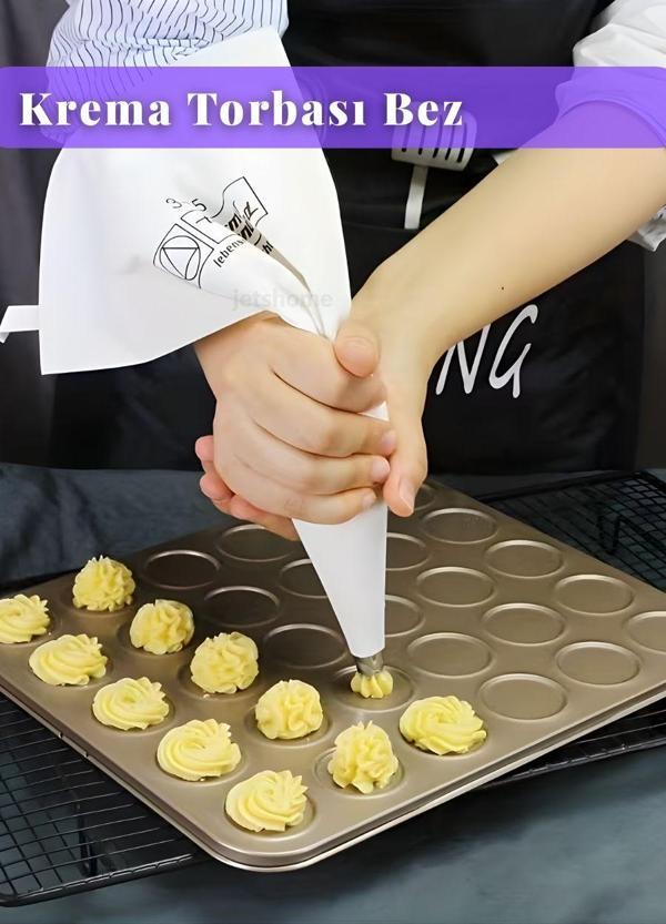 Krema Torbası Bez Yıkanabilir Torba BPA Free Pasta Duy Torbası Dekorasyon Süsleme Aparatı 20x35 cm - Image 1