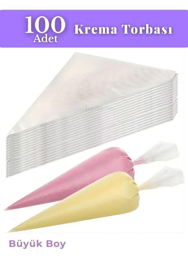 100'lü Krema Torbası Kullan At Şanti Sıkma Torbası Büyük Boy Süsleme Torbası - Image 1