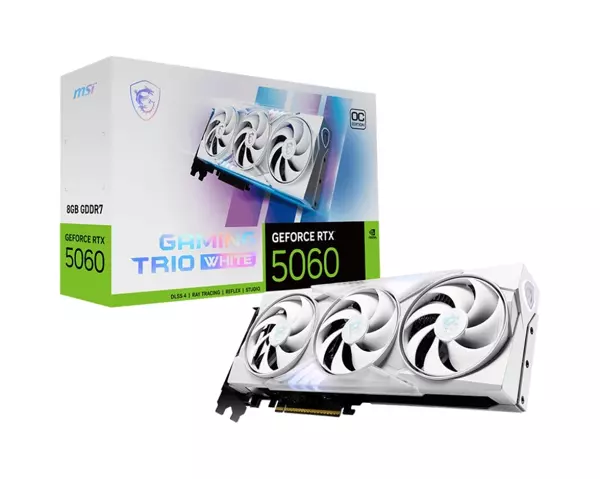 MSI GeForce RTX 5060 8G GAMING TRIO OC WHITE 8GB GDDR7 128Bit DLSS 4 Gaming (Oyuncu) Ekran Kartı - Image 1