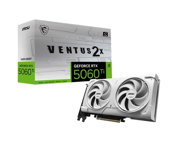 MSI GeForce RTX 5060TI 16GB VENTUS 2X WHITE PLUS 16GB GDDR7 128Bit DX12 Gaming (Oyuncu) Ekran Kartı - Image 1