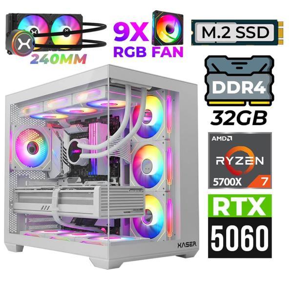 Xaser Nova X60 Ryzen 7 5700X 32GB Ram 2TB M.2 NVMe SSD 8GB RTX5060 Sıvı Soğutmalı Oyuncu Tavsiye sistem - Image 1