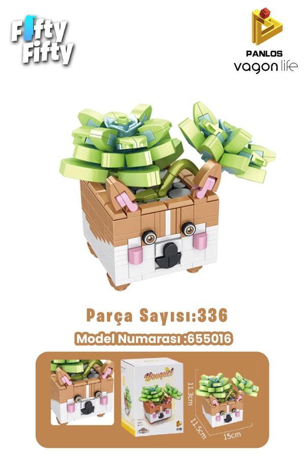 Panlos Mini Potted Plant Serisi Tilki Figürü 336 Parça Oyuncak Yapım Seti -FFP655016 - Image 1