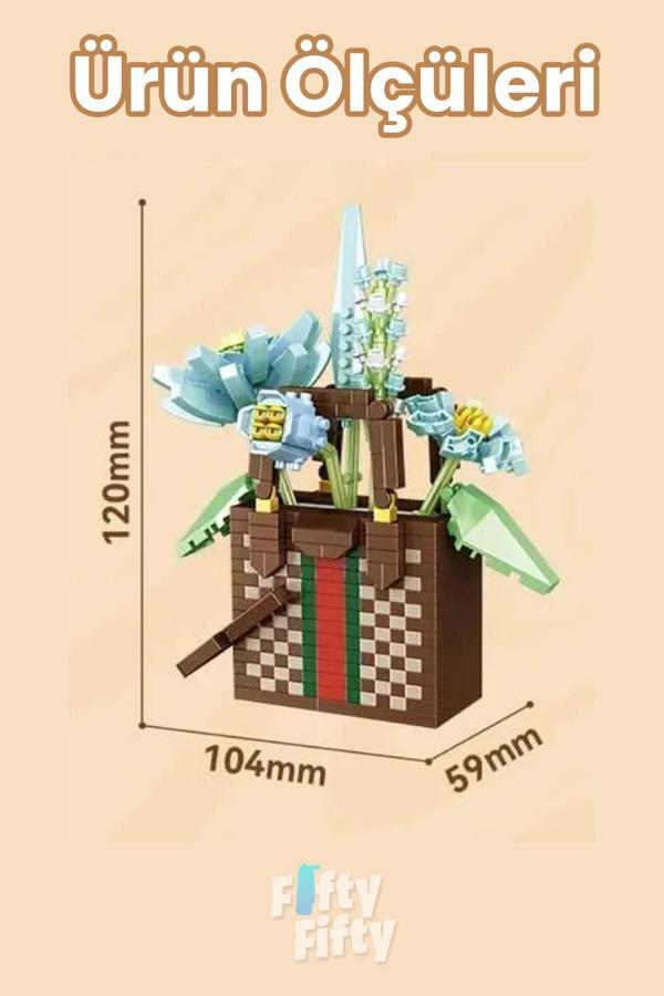 Panlos BOUTIQUE Serisi Kahverengi Damalı Çanta Figürü 688 Parça Oyuncak Yapım Seti -FFP1075 - Image 1