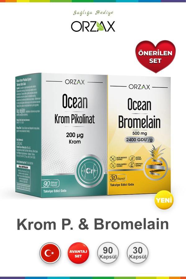 Ocean Krom Pikolinat 90 Bitkisel Kapsül & Bromelain 30 Kapsül - Image 1