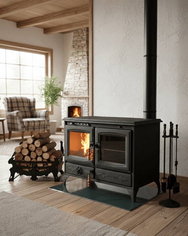 Reyo Stove Halfeti Büyük Camlı Fırınlı Şömine Kuzine Soba - Image 1