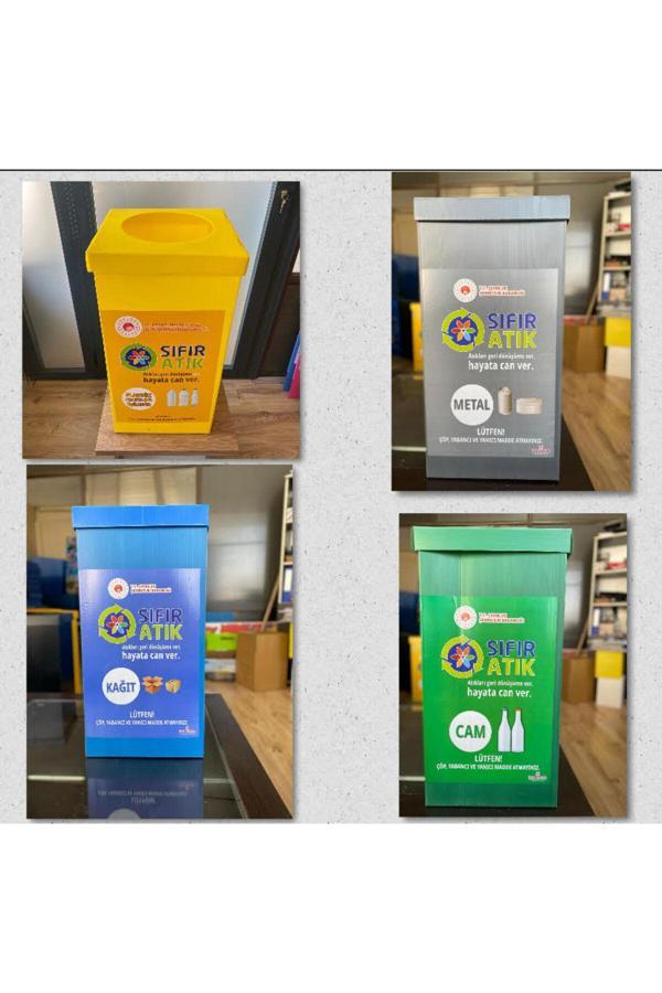İzge Sıfır Atık Geri Dönüşüm Kutusu 4Lü X2 Set(8 Adet) - Image 1