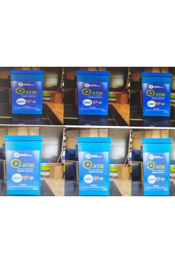 İzge 6 Adet Sıfır Atık Kutusu Geri Dönüşüm Kutusu Mavi (Etiketli) - Image 1