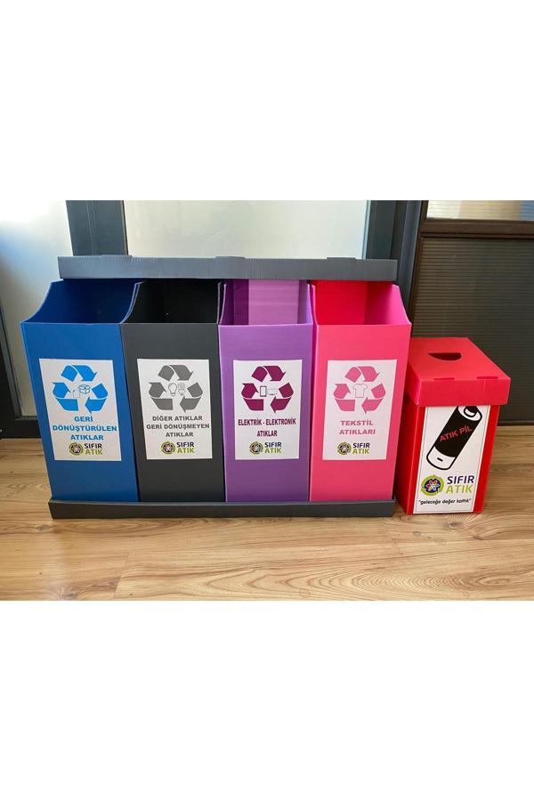 İzge Küçük Boy Masa Altı Sıfır Atık Kutusu Set 5Li - Image 1