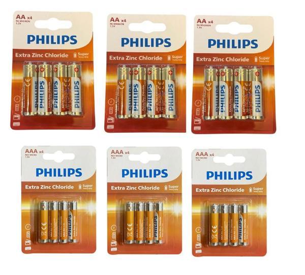 Philips kalem ve ince pil - 24 lü extra çinko 2 boy pil 4x6=24 adet - Image 1