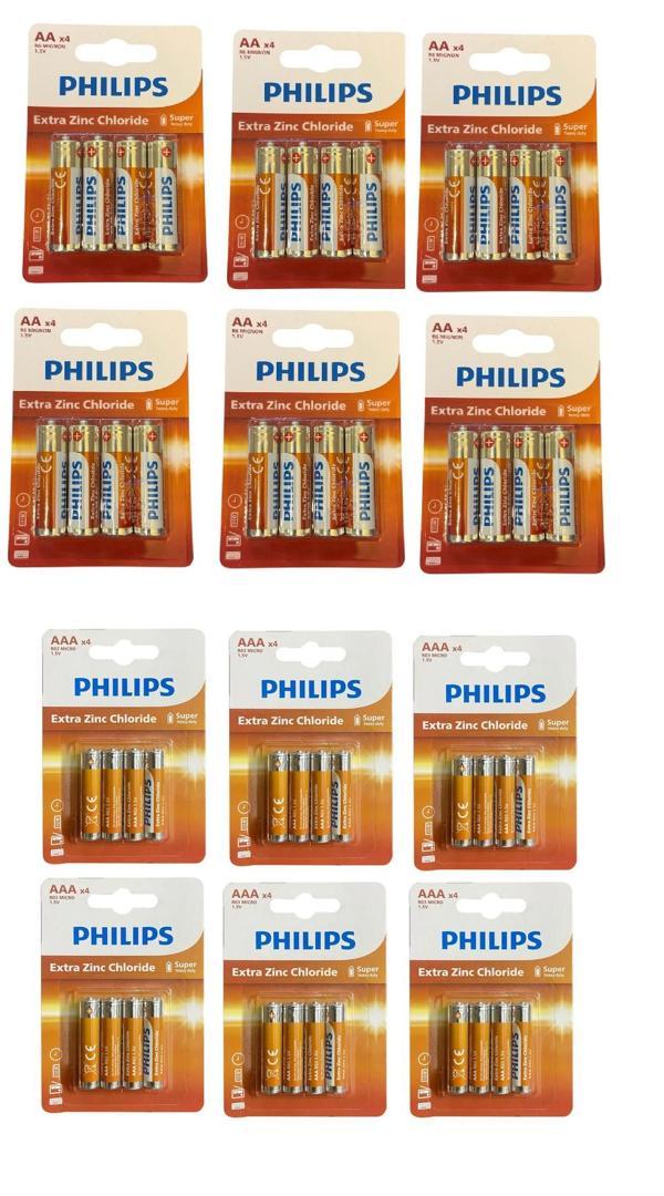 Philips kalem ve ince pil - 48 li extra çinko 2 boy pil 4x6=24 adet - Image 1