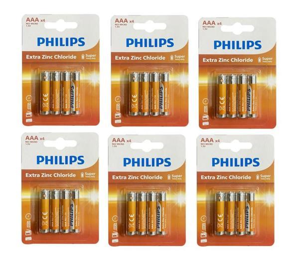 Philips ince pil - 24 lü AAAX4 extra çinko kumanda piil 4x6=24 adet - Image 1