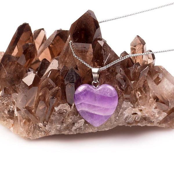 Ametist Taşı Kalp Kolye - Küçük Boy - Image 1