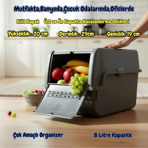 Technow Motek MT-40 S-Box 8 Litre Çok Amaçlı Organizer Düzenleyici Antrasit  1 Adet - Image 1