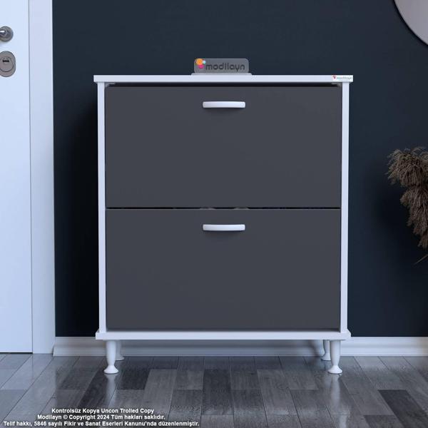 Modilayn UMAY Antre Hol 72 x 90 x 25,5 cm’ lik 2 Düşer Kapak 4 Göz Bölmeli Ayakkabılık - Image 1