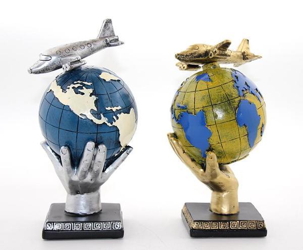 Polyester Uçaklı Dünya Küre - Image 1