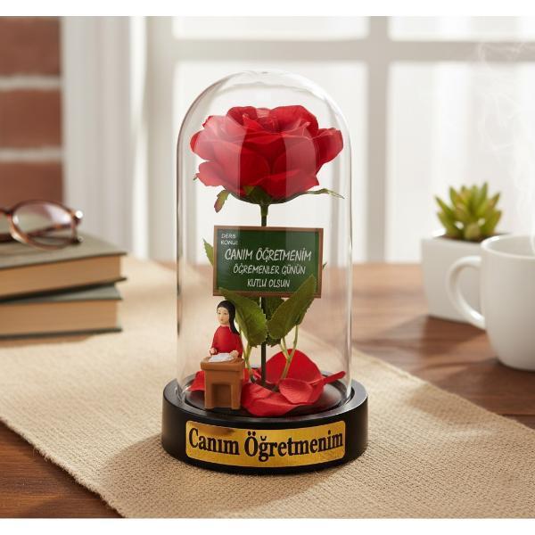 Güllü Biblolu Ters Fanus - Öğretmenler Günü Hediyesi - Image 1