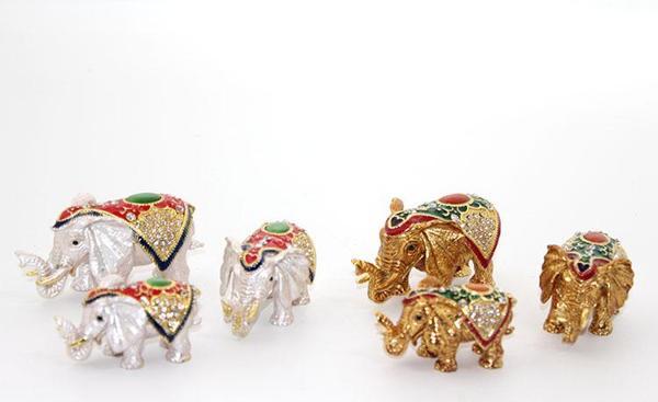 Swarovski Taşlı 3'lü Fil Figürü Model 4 - Image 1