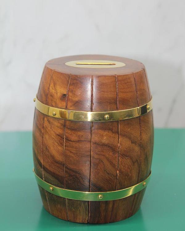 Pirinç Detaylı Fıçı Kumbara Model 4 - Image 1