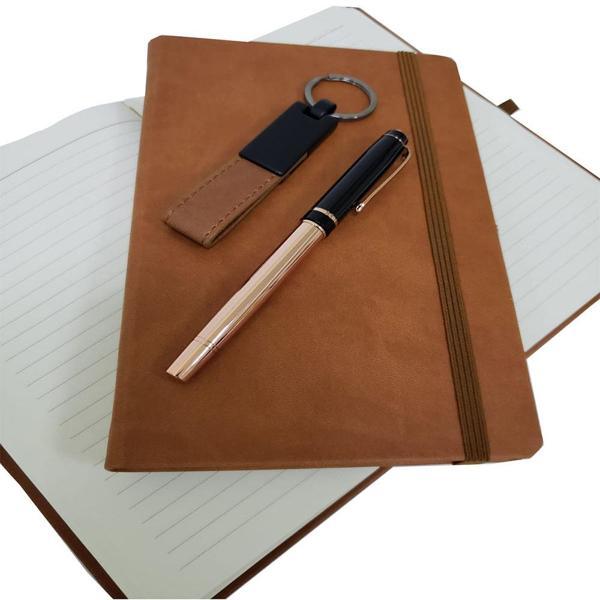 Özel Taba Rengi Vip Kalem Defter Ve Anahtarlık Seti - Image 1