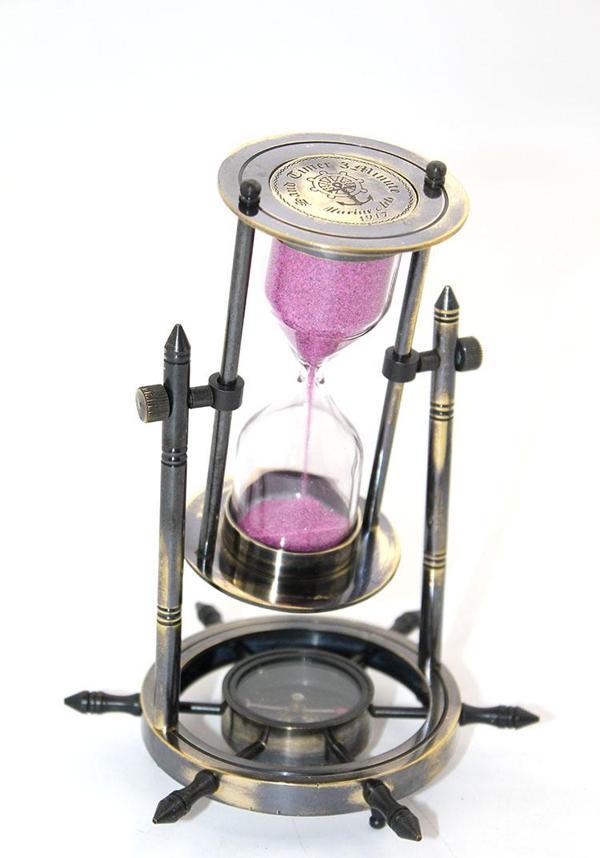 Pirinç Dümenli Pusulalı Kum Saati - Image 1