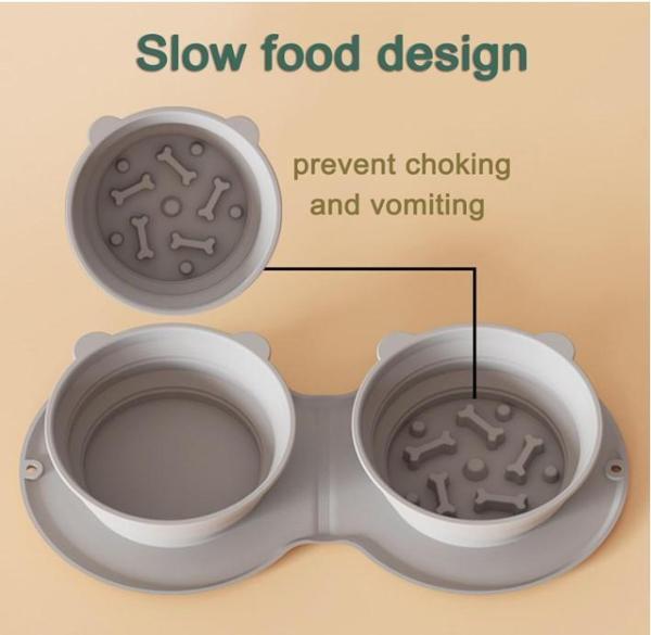 Mikopet Katlanabilir İkili Mama ve Su Kabı - Image 1