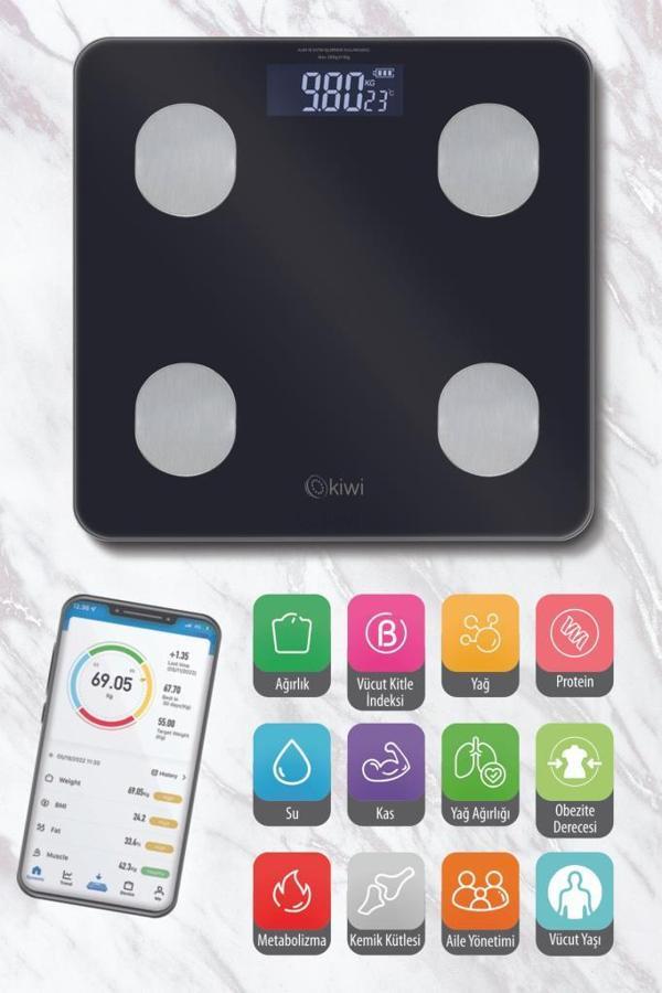 Kiwi Kbs-1085 Akıllı Banyo Baskülü Siyah - Image 1