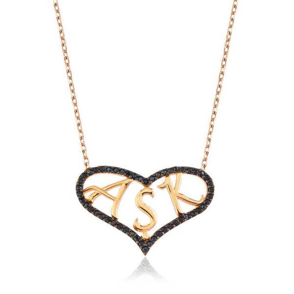 925 Ayar Gümüş Kalpli Aşk Kadın Gümüş Kolye - Image 1