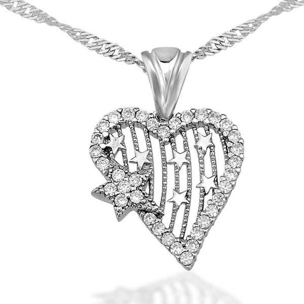 925 Ayar Gümüş Kalp Yıldız Kadın Gümüş Kolye - Image 1